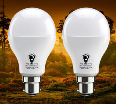 mg lights 12 W Basic Arbitrary B22 LED Bulb(White, Pack of 2)