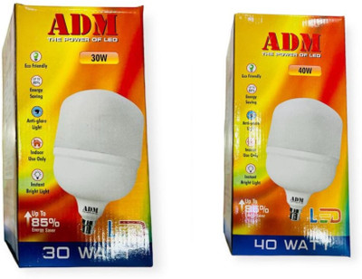 ADM 30 W, 40 W Basic Round B22 LED Bulb(White, Pack of 2)