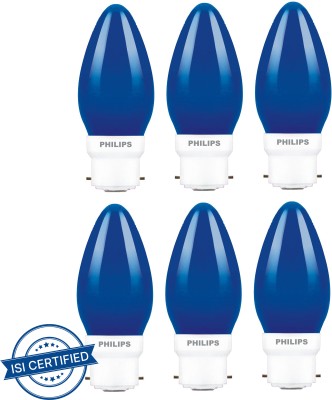 PHILIPS 0.5 W Candle B22 Basic LED Bulb(Blue, Pack of 6)