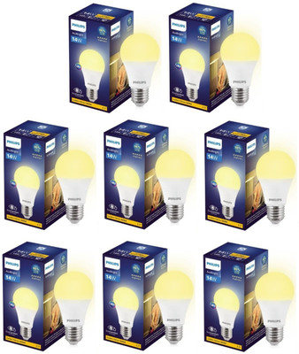 PHILIPS 14 W Basic Round E27 LED Bulb(Yellow, Pack of 8)