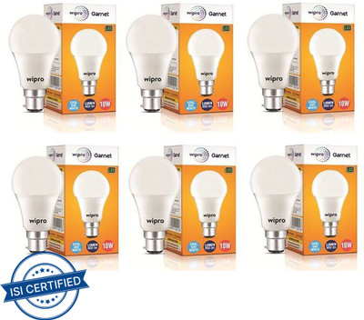 Wipro 10 W Basic Standard B22 LED Bulb(White, Pack of 6)