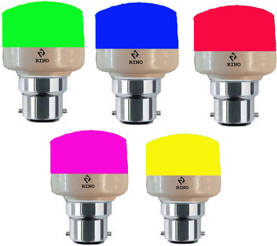 rino 7 W Basic Standard B22 LED Bulb(Multicolor, Pack of 5)
