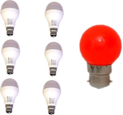 Techvolta 12 W, 0.5 W Basic Round B22 LED Bulb(White, Pack of 7)