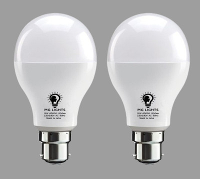 mg lights 12 W Basic Arbitrary B22 LED Bulb(White, Pack of 2)