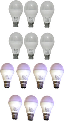 Techvolta 15 W, 9 W Basic Round B22 LED Bulb(White, Pack of 13)
