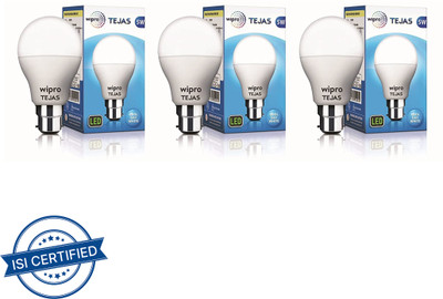Wipro 5 W Basic Standard B22 LED Bulb(White, Pack of 3)