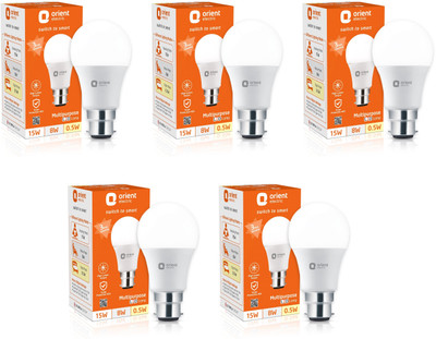 Orient Electric 15 W, 8 W, 0.5 W Multi Watt Round B22 LED Bulb(White, Pack of 5)