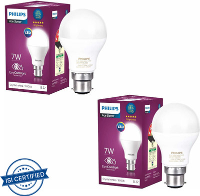 PHILIPS 7 W Basic Standard B22 LED Bulb(White, Pack of 2)