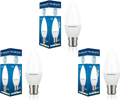 ECOEARTH 5 W Basic Candle B22 LED Bulb(White, Pack of 3)