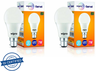 Wipro 7 W Basic Standard B22 LED Bulb(Yellow, Pack of 2)