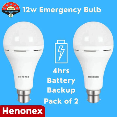 Henonex 12 W Inverter Standard B22 Inverter Bulb(White, Pack of 2)