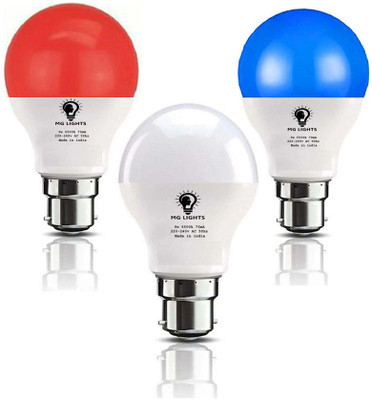 mg lights 9 W Basic Arbitrary B22 LED Bulb(Red, Blue, White, Pack of 3)