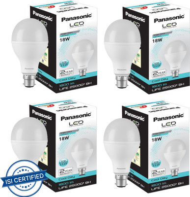 Panasonic 18 W Basic Round B22 LED Bulb(White, Pack of 4)