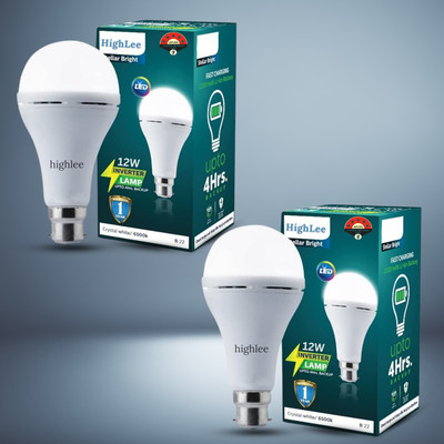 Highlee 12 W Inverter Round B22 Inverter Bulb(White, Pack of 2)