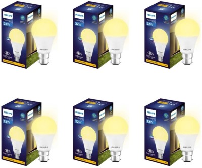 PHILIPS 22 W Round B22 LED Bulb(Yellow, Pack of 6)