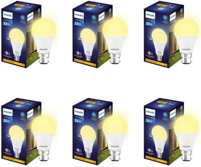 PHILIPS 22 W Basic Round B22 LED Bulb(Yellow, Pack of 6)