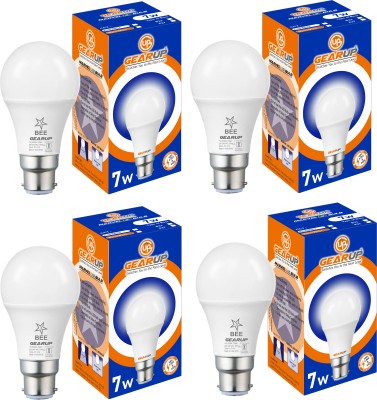 Gear Up 7 W Round B22 LED Bulb(White, Pack of 4)