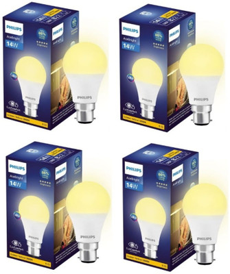 PHILIPS 14 W Basic Round B22 LED Bulb(Yellow, Pack of 4)