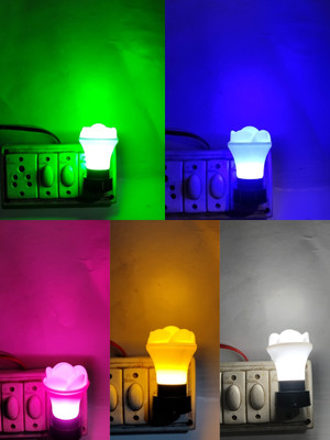 Quick On 0.5 W Eye Safety Compliance Mushroom 2 Pin LED Bulb(Multicolor, Pack of 5)