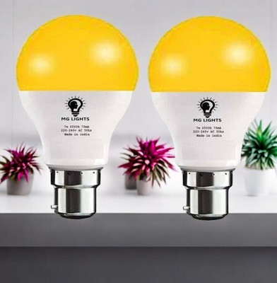 mg lights 5 W Basic Arbitrary B22 LED Bulb(Yellow, Pack of 2)