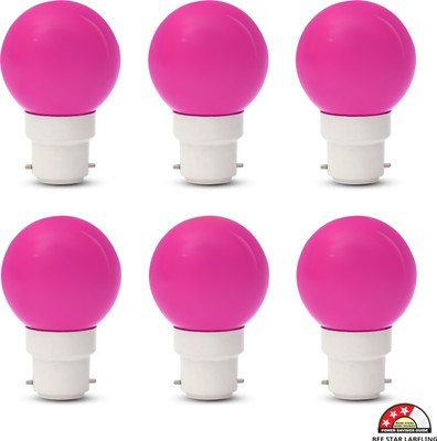 Glowing Night 0.5 W Basic Decorative B22 LED Bulb(Pink, Pack of 6)