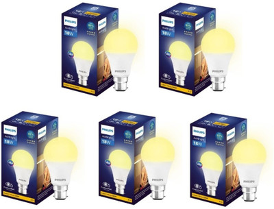 PHILIPS 18 W Basic Round B22 LED Bulb(Yellow, Pack of 5)