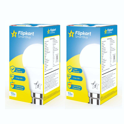 Flipkart SmartBuy 15 W Basic Round B22 LED Bulb(White, Pack of 2)