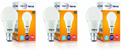 Wipro 7 W Basic Standard B22 LED Bulb(White, Pack of 3)