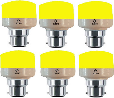 rino 7 W Basic Standard B22 LED Bulb(Yellow, Pack of 6)