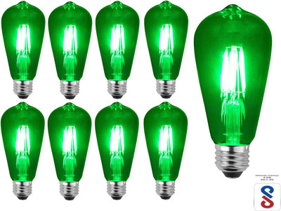 HBX 4 W Glare Reduction Decorative E26, E27 LED Bulb(Green, Pack of 9)