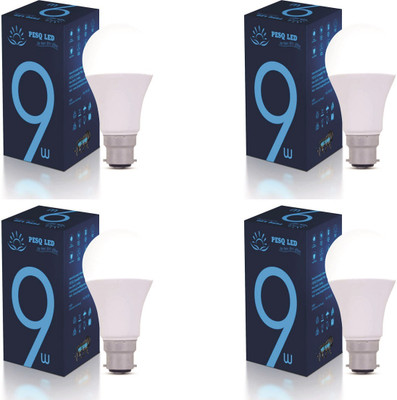 PESQ 9 W Basic Round B22 LED Bulb(White, Pack of 4)