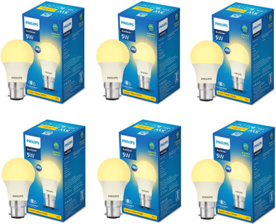 PHILIPS 5 W Basic Round B22 LED Bulb(Yellow, Pack of 6)