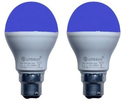 LiteSun 5 W Basic Standard B22 LED Bulb(Blue, Pack of 2)
