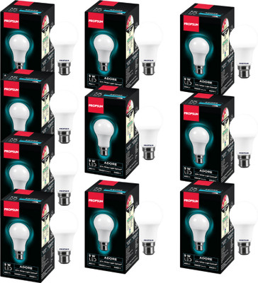 PROPSUN 9 W Inverter Round B22 D Inverter Bulb(White, Pack of 10)