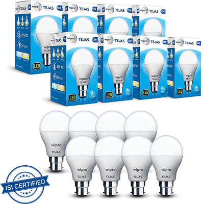 Wipro 12 W Basic Standard B22 LED Bulb(White, Pack of 8)