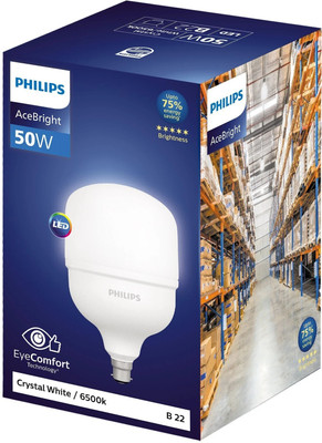 PHILIPS 50 W Basic Round B22 LED Bulb(White)