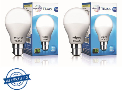 Wipro 7 W Basic Standard B22 LED Bulb(White, Pack of 2)