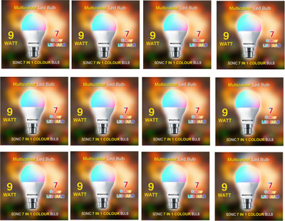 Brightstar 9 W Basic Round B22 LED Bulb(Multicolor, Pack of 12)