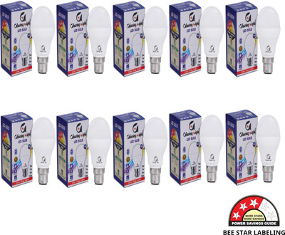 Glowing Night 9 W Basic Round B22 LED Bulb(White, Pack of 10)