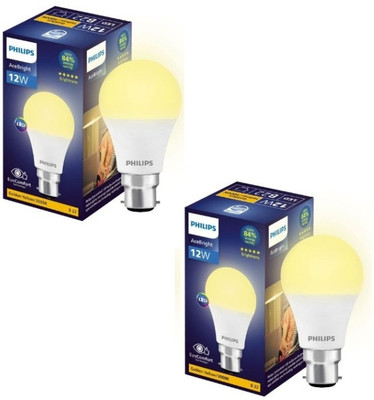PHILIPS 12 W Basic Round B22 LED Bulb(Yellow, Pack of 2)