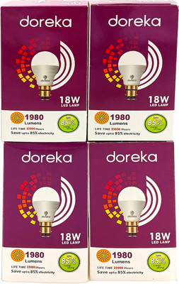 Doreka 18 W Basic Round B22 LED Bulb(White, Pack of 4)