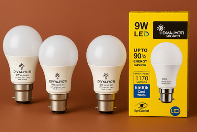 divya jyoti 10 W Basic, Eye Safety Compliance Round B22 LED Bulb(White, Pack of 4)