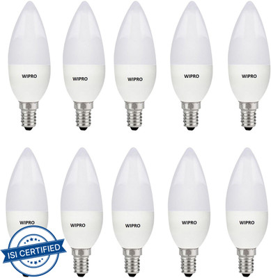 Wipro 3 W Basic Candle E14 LED Bulb(Yellow, Pack of 10)