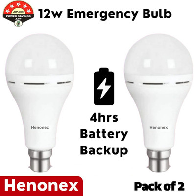 Henonex 12 W Inverter Standard B22 Inverter Bulb(White, Pack of 2)