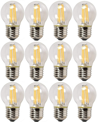 Lights Whites 4 W Basic Round E27 LED Bulb(Yellow, Pack of 12)