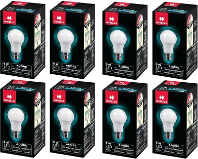 HAVELLS 9 W Round B22 LED Bulb(White, Pack of 8)