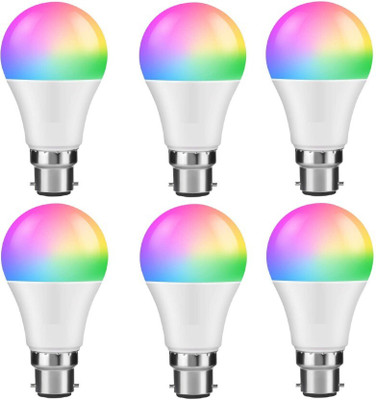 spark world 9 W Basic Standard B22 LED Bulb(Multicolor, Pack of 6)