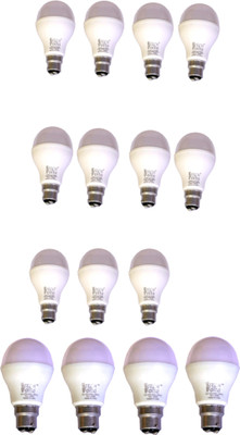 Techvolta 9 W, 12 W Basic Round B22 LED Bulb(White, Pack of 15)