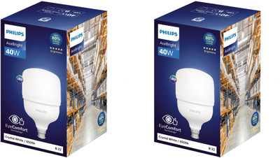 PHILIPS 40 W Basic Round B22 LED Bulb(White, Pack of 2)