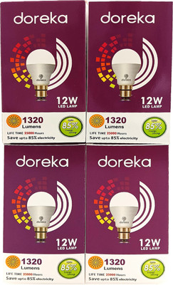 Doreka 12 W Basic Round B22 LED Bulb(White, Pack of 4)